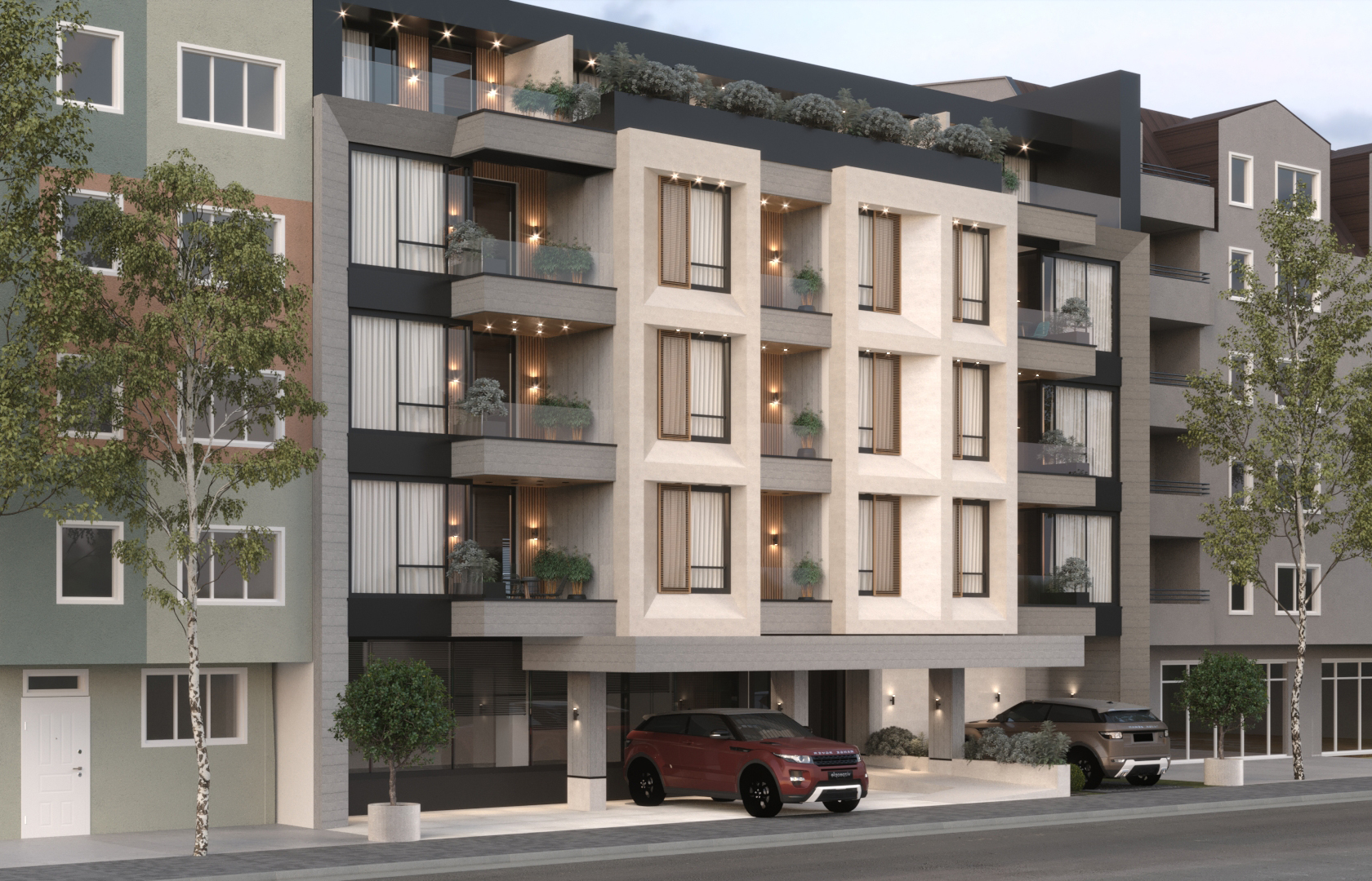 Residential building view root