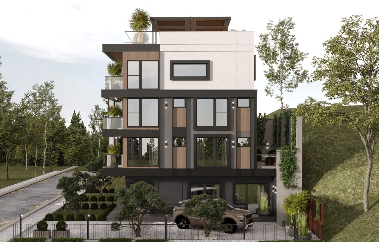 Residential building view root