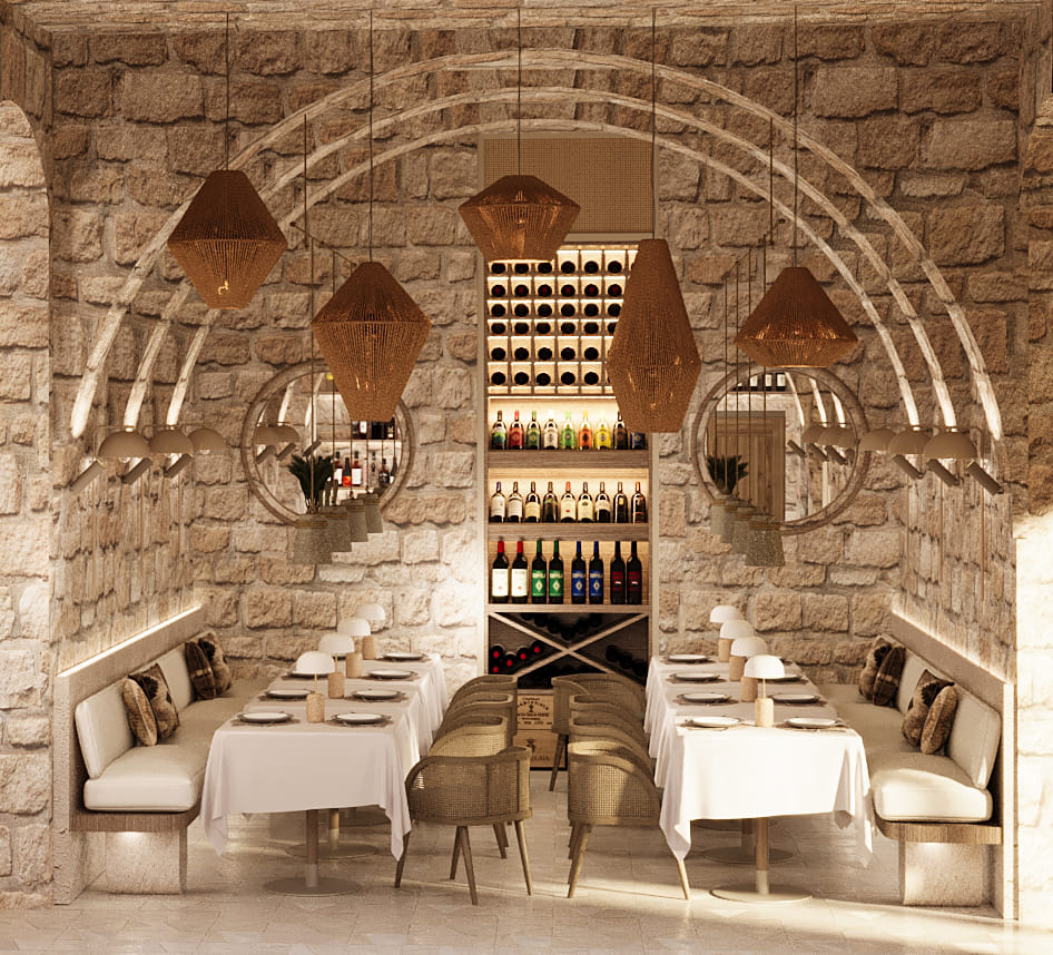 Interior design for a restaurant view root